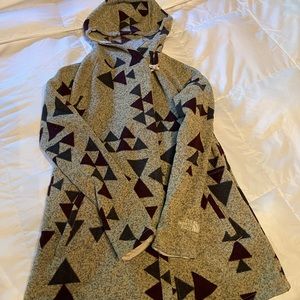 North Face hooded, fleece-lined sweater jacket